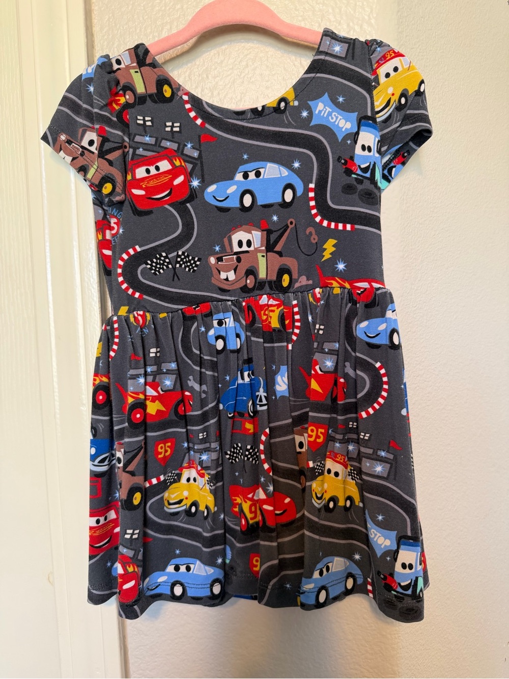 Little Sleepies Girls' Grey Cars Print Twirl Dress